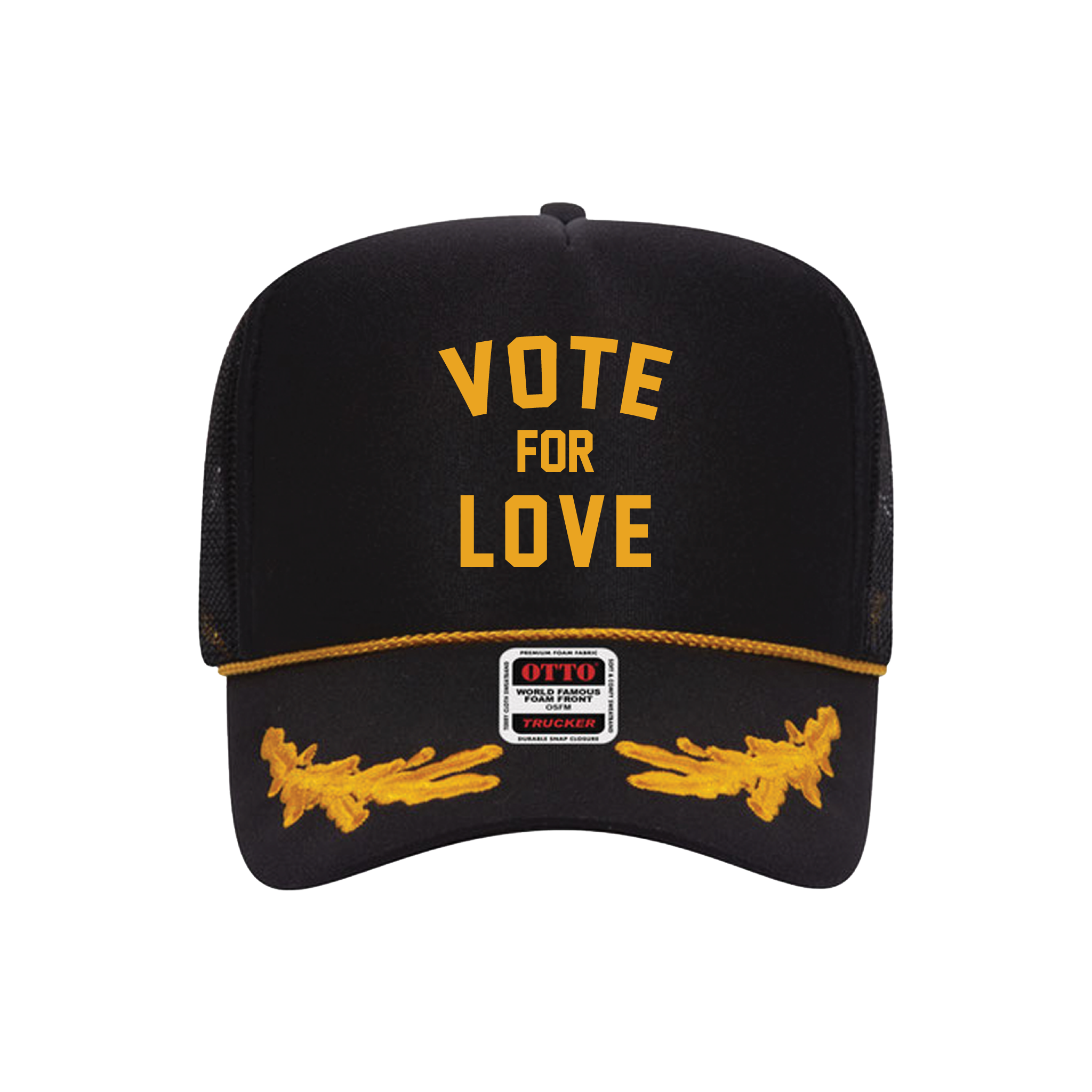 Gold Vote For Love Captain Hat